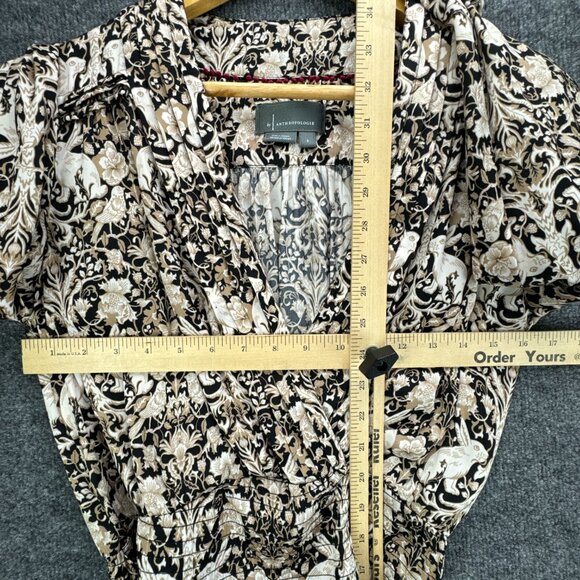 **SOLD**By Anthropologie Blouse Top Womens Small Black Tan Tie Waist Boho - Picture 12 of 13